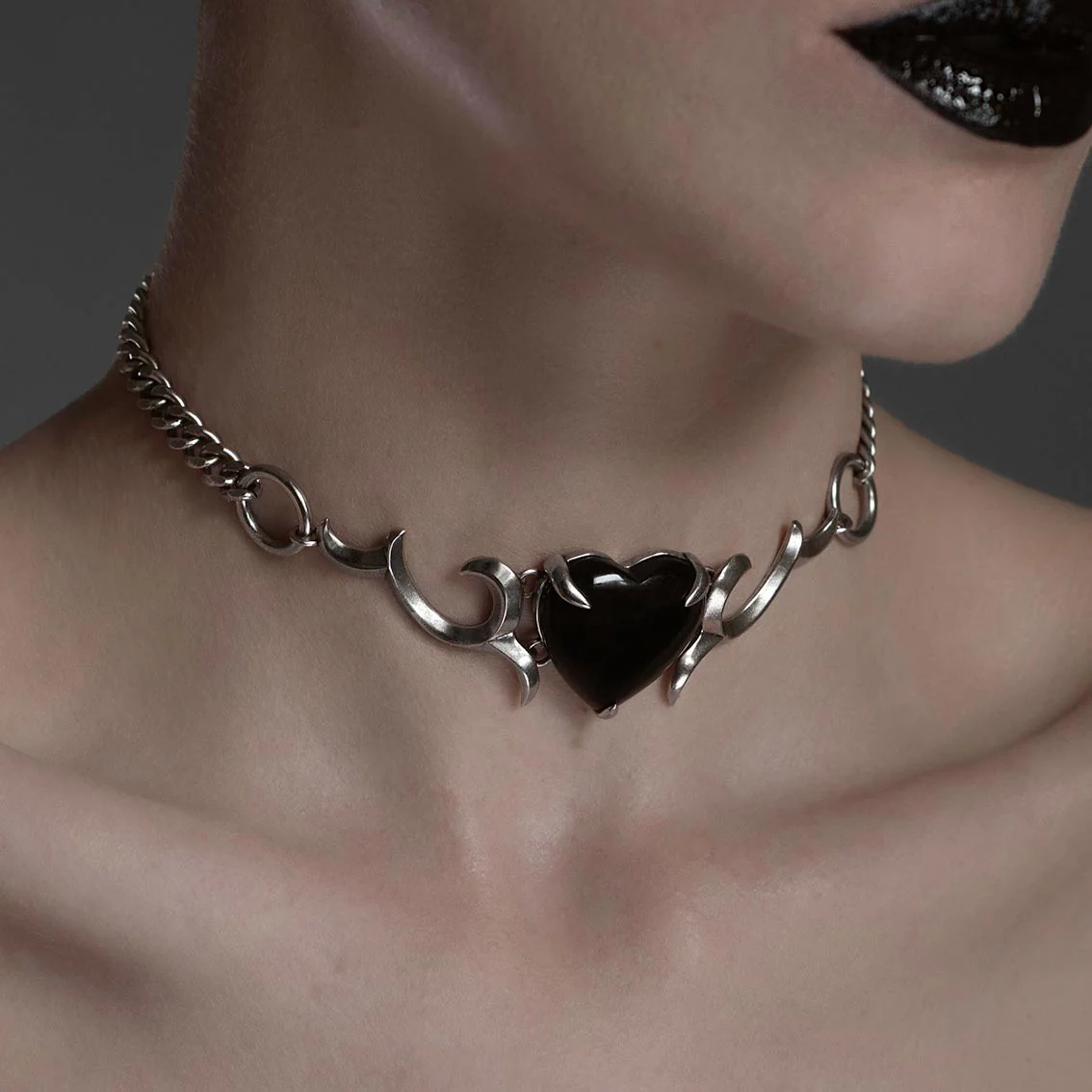 GALACTIC. Cosmic Waves Obsidian Choker - Silver - Image 2