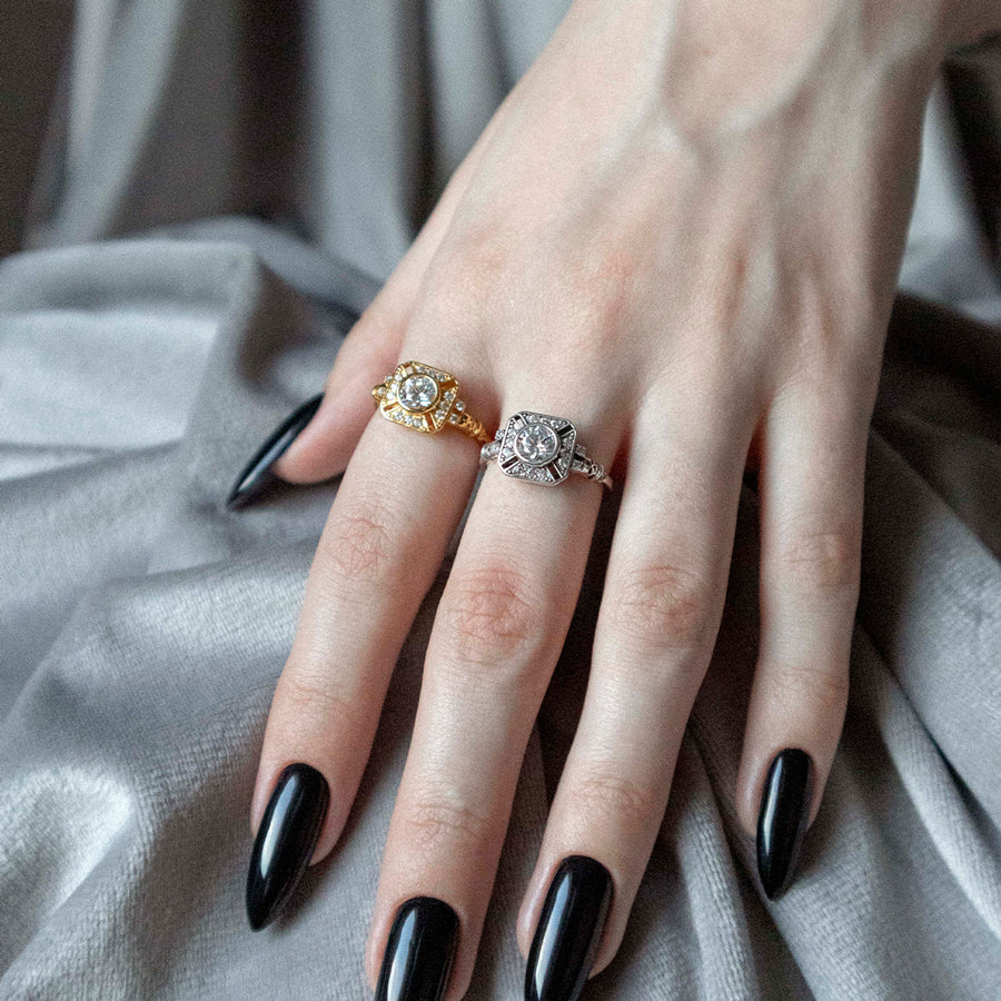 GRANDIOSE. Gothic Cubic Zirconia Cocktail Ring - Silver - Image 3