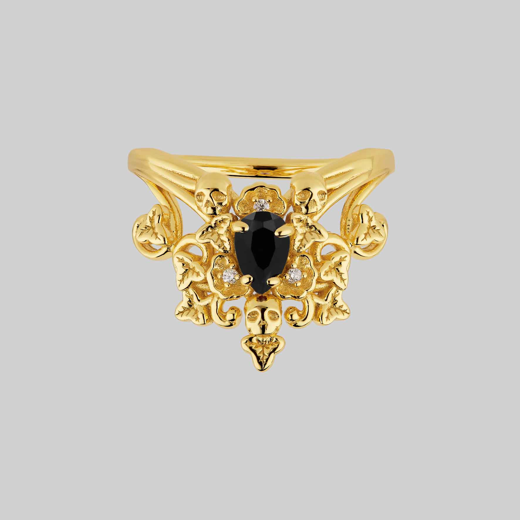 MALVOLIA. Garden of Remembrance Black Onyx Ring - Gold - Image 2