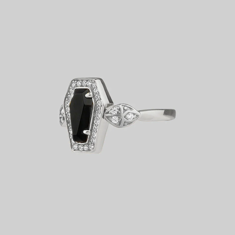 MORI. Black Onyx & Crystal Coffin Silver Ring - Image 2
