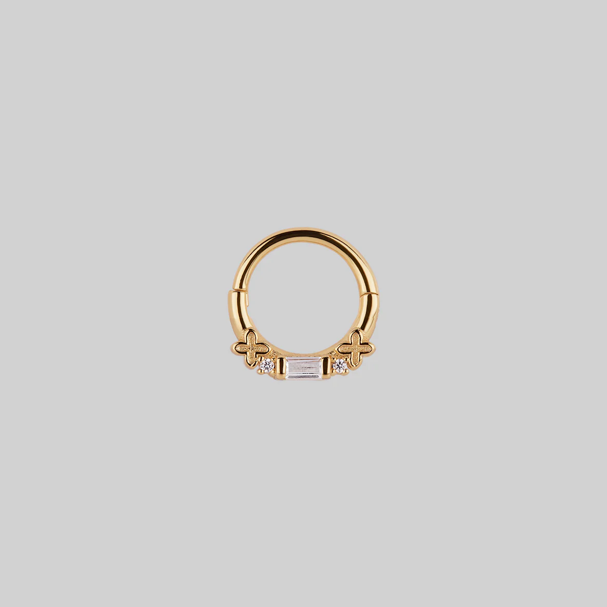 RENE. Gothic Cubic Zirconia Septum Clicker Ring - Gold - Image 2